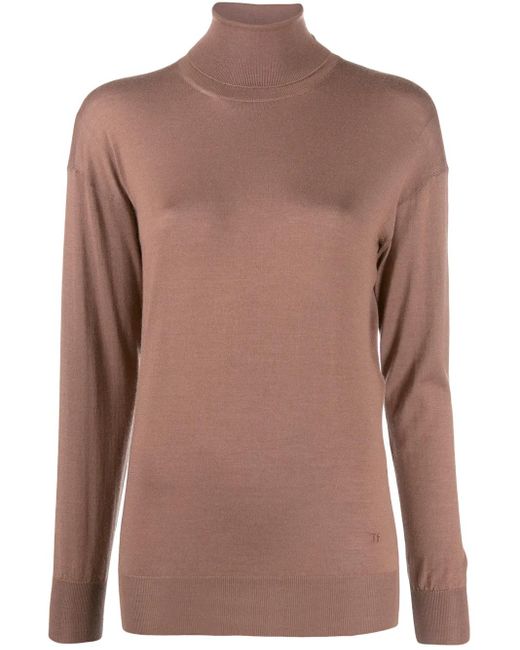 Tom Ford Brown Roll Neck Fine Knit Jumper