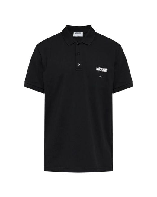 Moschino Black Logo-Embroidered Polo Shirt for men