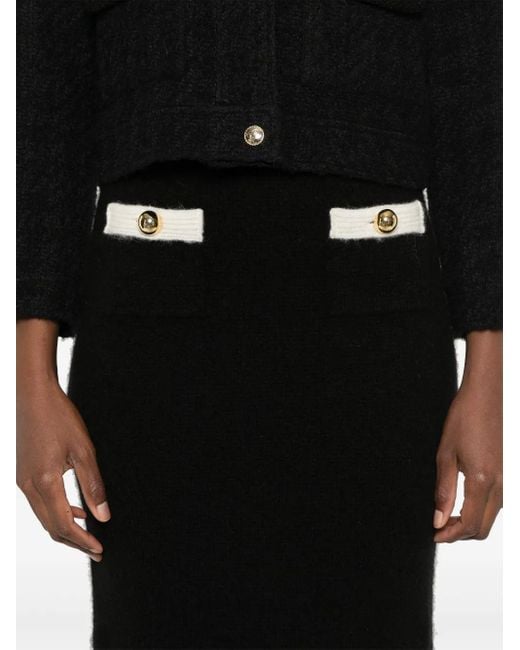 Alessandra Rich Gebreide Midi-Rok in het Black