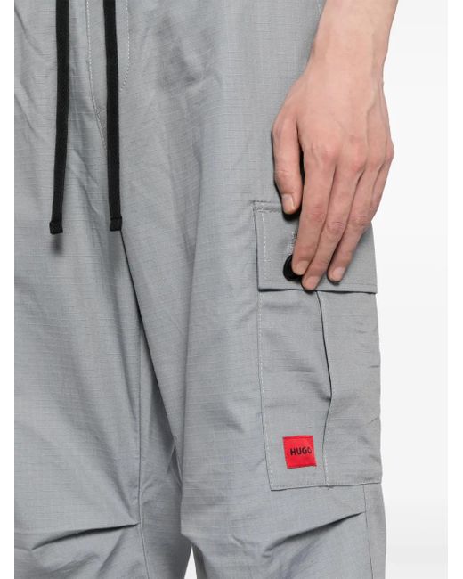 HUGO Gray Straight-Leg Cargo Trousers for men
