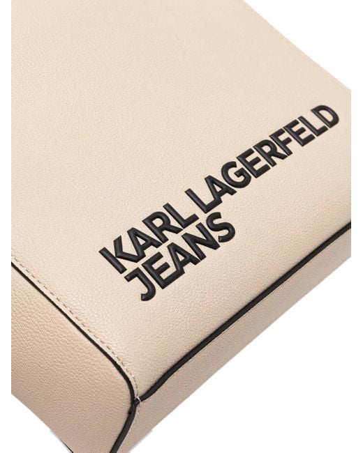 Karl Lagerfeld Shopper Met Dubbel Handvat En Logoprint in het Natural