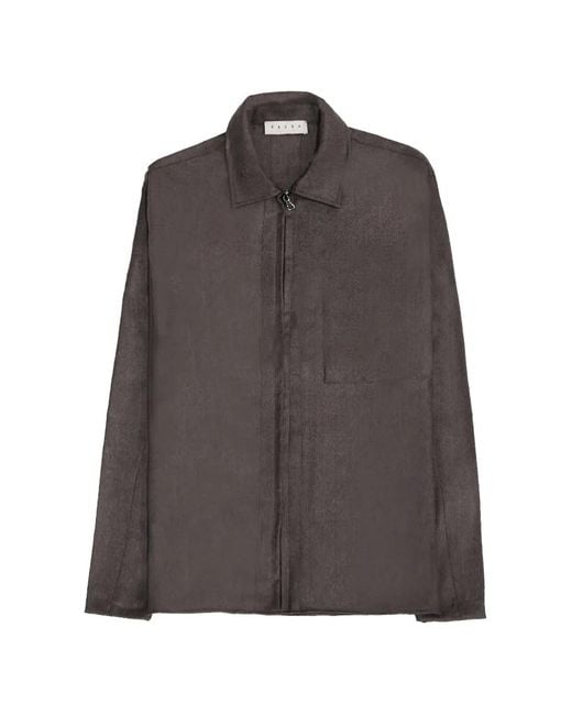 Paura Brown Zip Shirt Jacket for men
