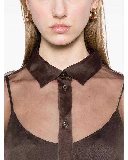 Peserico Brown Semi-Sheer Shirt Dress