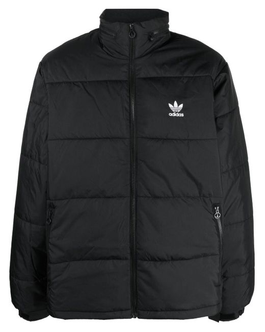 adidas Concealed Hood Padded Jacket in Black for Men | Lyst Canada