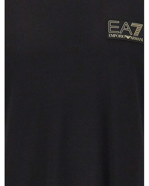 EA7 Black Logo-Patch T-Shirt for men