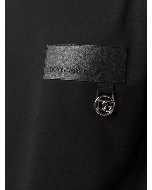 Dolce & Gabbana Black Logo-Patch Short-Sleeve T-Shirt for men