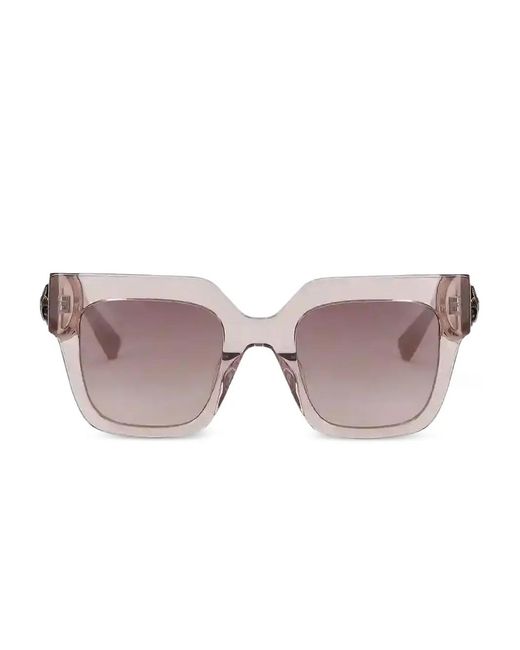 Kurt Geiger Pink Eagle-Charm Square-Frame Sunglasses