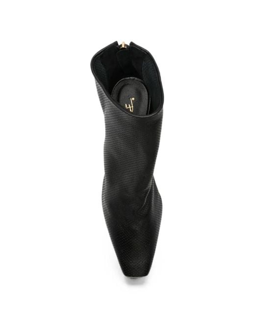 BIANCADI Black Perforated Leather Ankle Boots