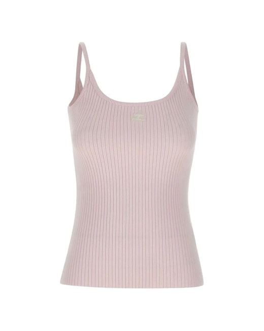 Courreges Pink Reedition Ribbed-Knit Top