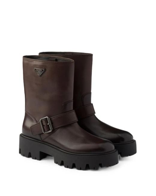 Prada Brown Leather Booties