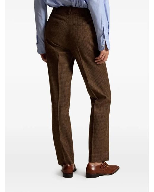Polo Ralph Lauren Brown Houndstooth-Pattern Slim-Fit Trousers