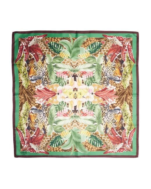 Lancel Jungle Print Silk Scarf in het Green
