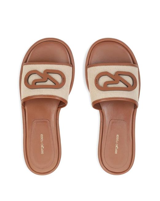 Sergio Rossi Natural Surge Logo-Detail Sandals