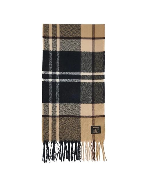Barbour Black Yorklane Tartan Fringed Scarf for men