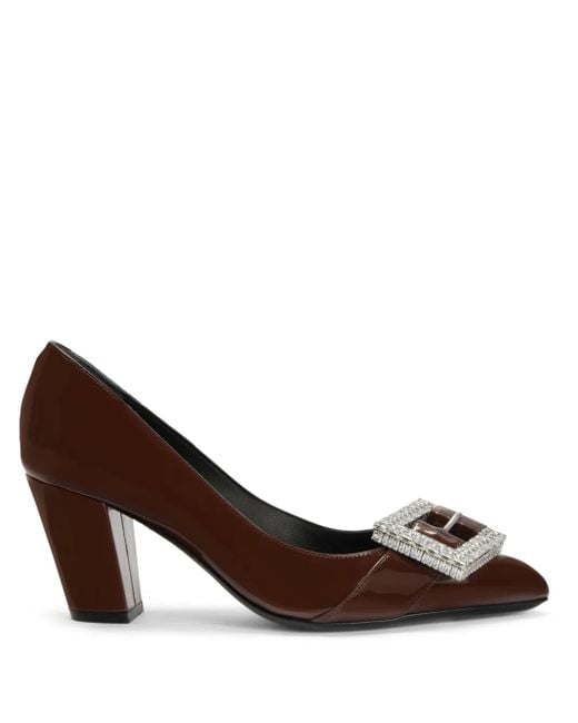 Giuseppe Zanotti Brown Buckle-Detail Leather Pumps