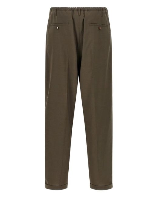 Magliano Green Pleated-Front Turn-Up Trousers for men