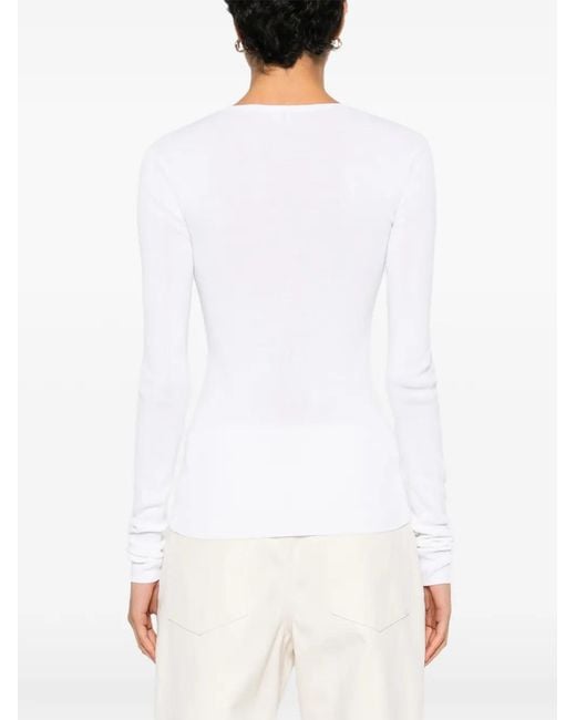 Totême  White Long-Sleeve Cotton Top