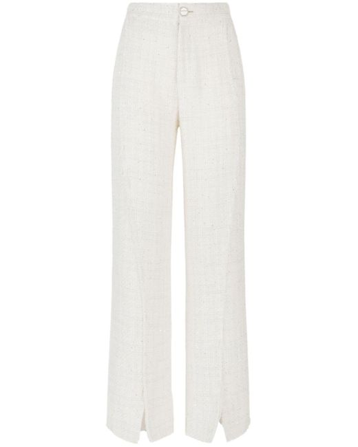 Gcds White Sequin-embellished Tweed Trousers