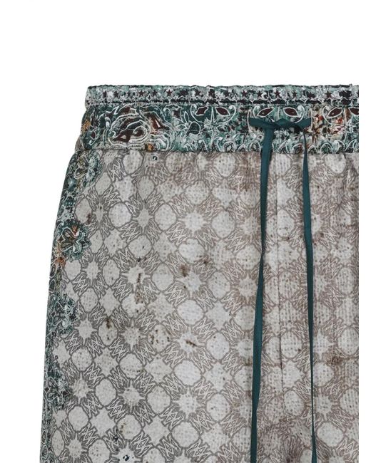 Amiri Gray Paisley Print Drawstring Shorts for men
