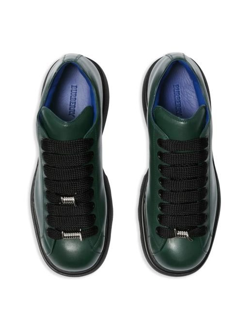 Burberry Green Leather Ranger Sneakers for men