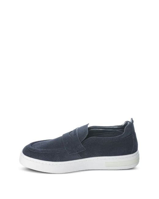 ARMANI EXCHANGE Blue Suede Penny Loafers for men