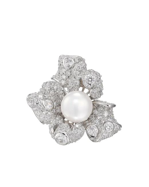 Anabela Chan White Mini Blossom Ring
