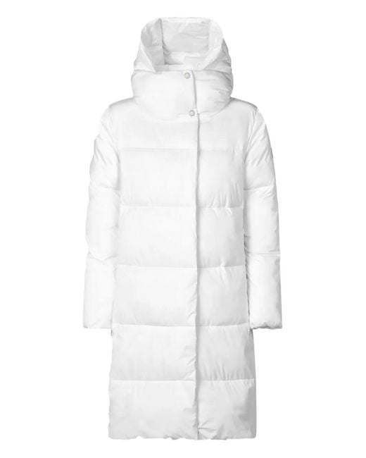 Save The Duck White Hooded Quilted Coat