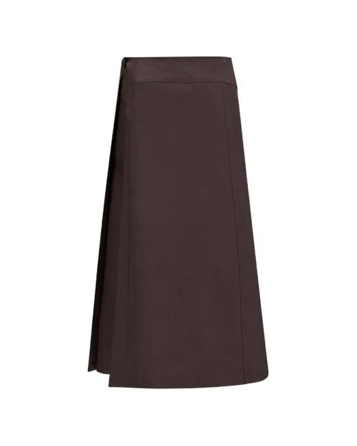 Rier Brown Wrap-Design Midi Skirt
