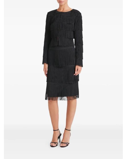 Temperley London Black Layered-Design Midi Skirt