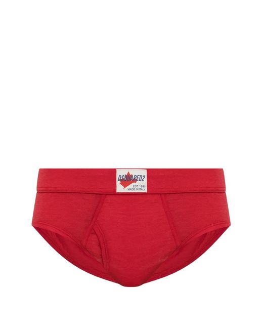 DSquared² Red Ski Pass Logo-Patch Wool Briefs for men