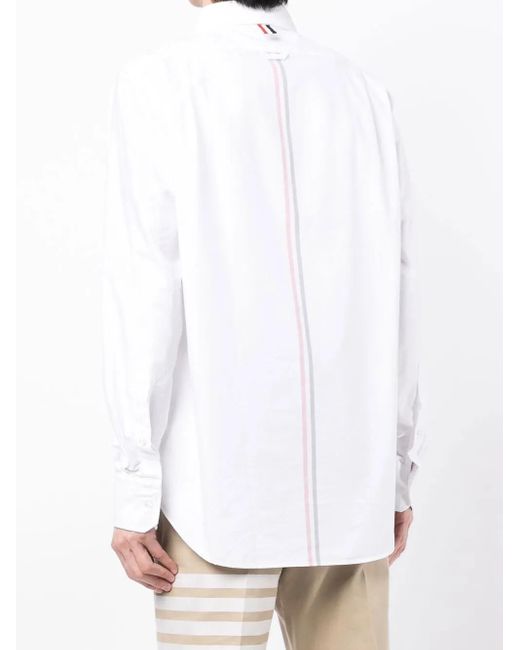 Thom Browne White Logo-Applique Cotton Shirt for men