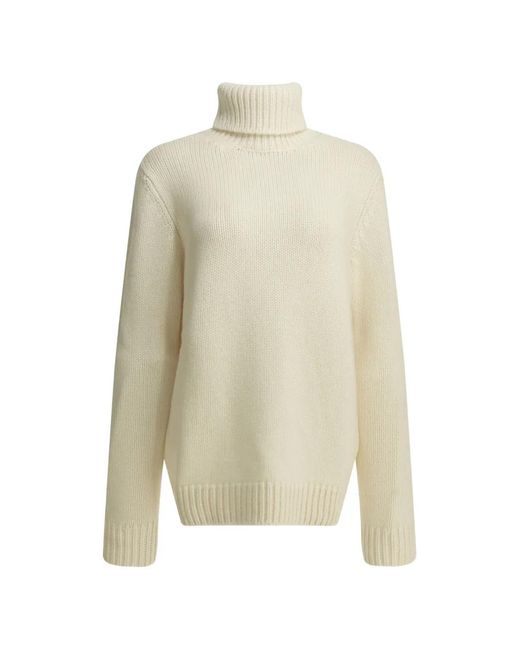 Semler White Roll-Neck Ribbed Sweater