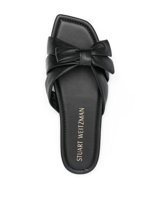 Stuart Weitzman Black Sofia Bow-embellished Slides