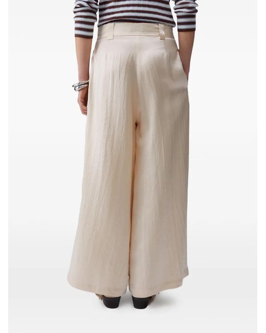 Liu Jo White Slits Creased Palazzo Pants