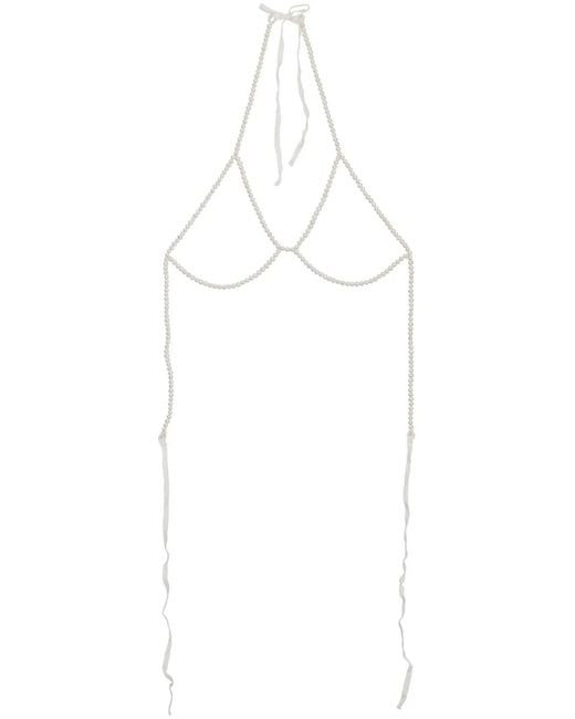 Fleur du Mal White Pearl Framed Bra