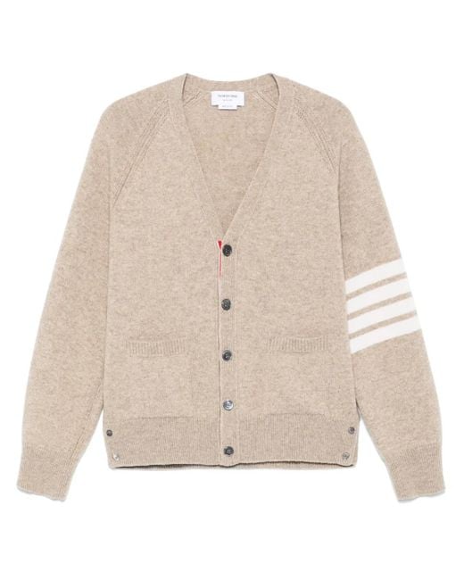 Cárdigan de lana shetland con motivo 4 Bar Stripe Thom Browne de hombre de color Natural