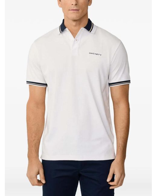 Hackett White Tipping-Detail Polo Shirt for men