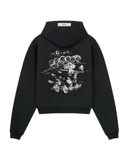 ROUGH Black Graphic-Print Hoodie