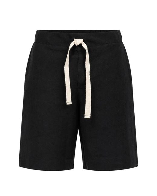 Marane Black Drawstring Linen Bermuda Shorts for men