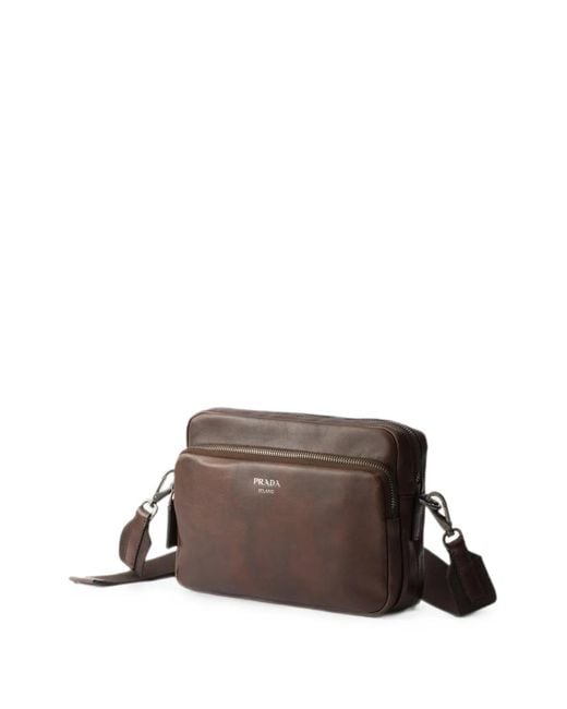 Prada Brown Leather Shoulder Bag for men
