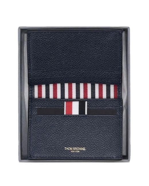 Porte-Cartes En Cuir Grainé À Rayures Thom Browne en coloris Blue