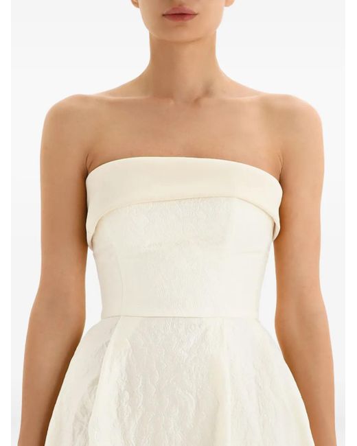 POST MERIDIEM White Jacquard Satin-Turnup Midi Dress