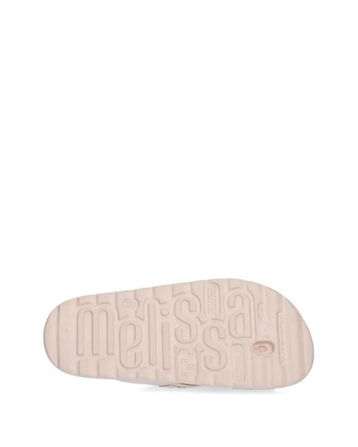 Melissa Pink Logo-Embossed Crossover Slides