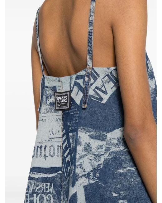 Versace Jeans Couture Blue Magazine Denim Minidress