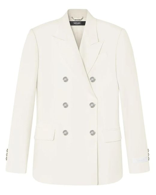 Versace White Double-Breasted Wool Blazer