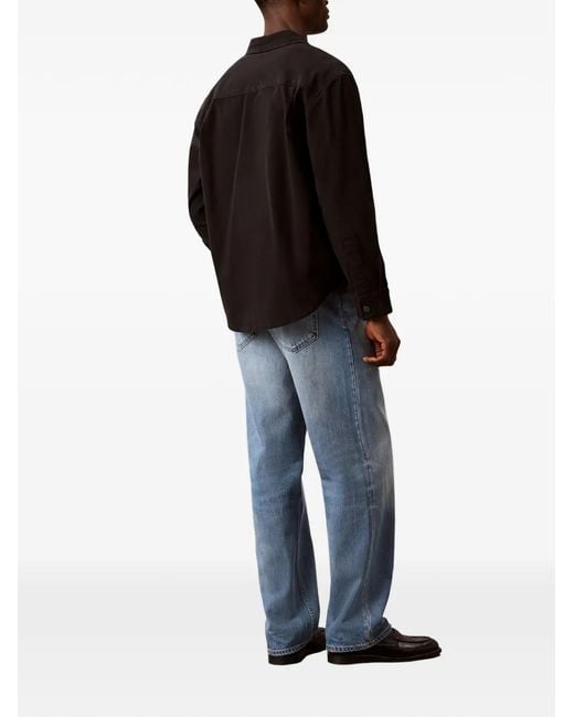 Calvin Klein Black Logo-Patch Shirt Jacket for men