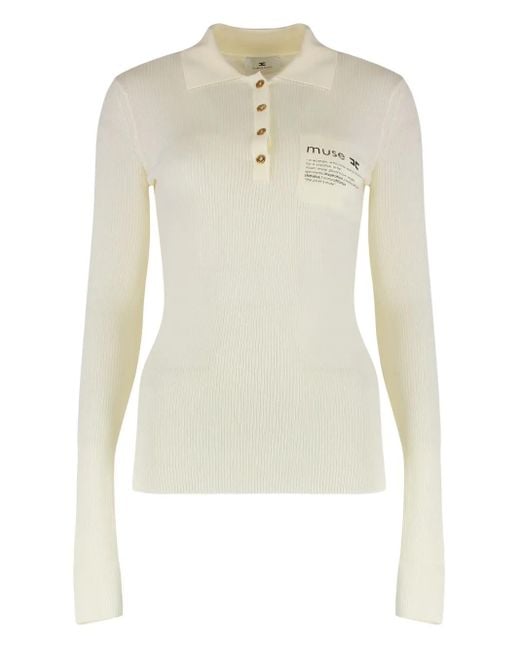 Elisabetta Franchi White Long-Sleeve Polo Shirt