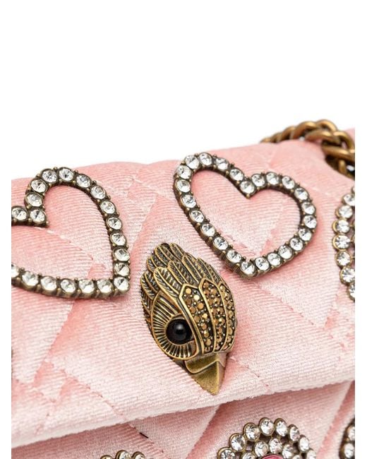 Kurt Geiger Pink Mini Kensington Velvet Shoulder Bag