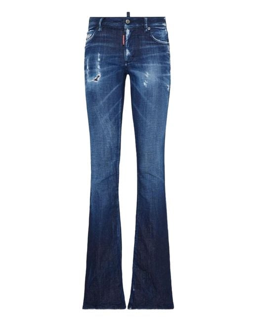 DSquared² Blue Distressed Flared Jeans
