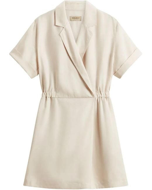 Woolrich Natural V-Neck Mini Dress